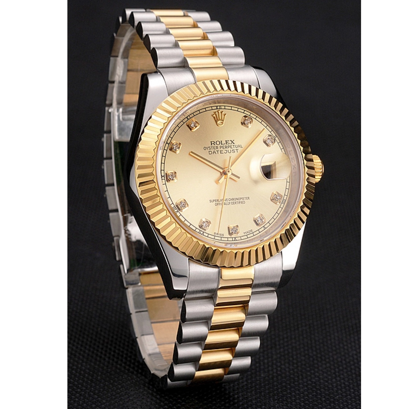 AAA Replica Watches And Gold Stainless Dial Tone Bracelet Datejust Bezel Case Two Steel Swiss Rolex 0824